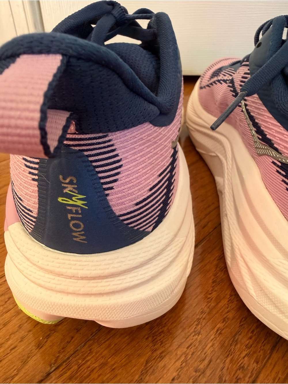 Hoka Women’s Hoka Skyward Pink and Navy Athletic Running Shoes with Lime Accents - Picture 2 of 7